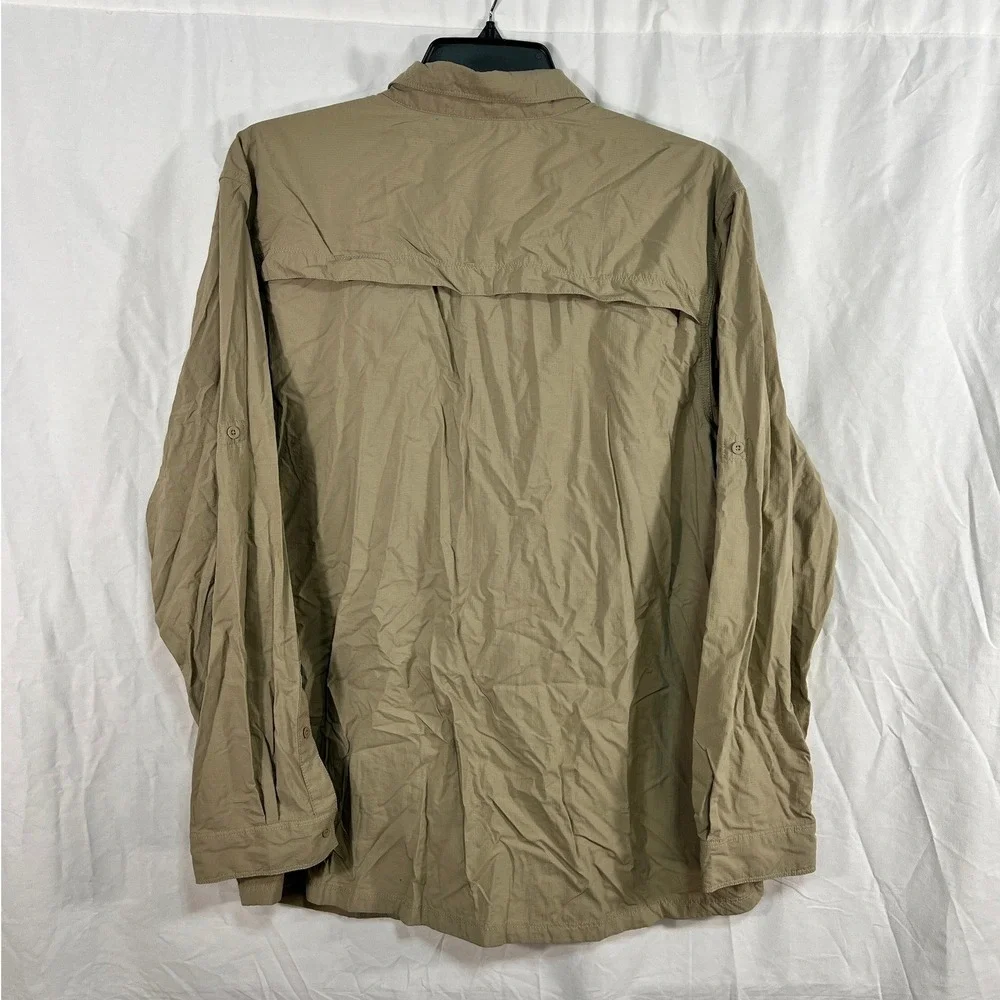 The North Face Shirt Mens 2XL Tan‎ Long Sleeve Button Up Hiking Outdoor Vented